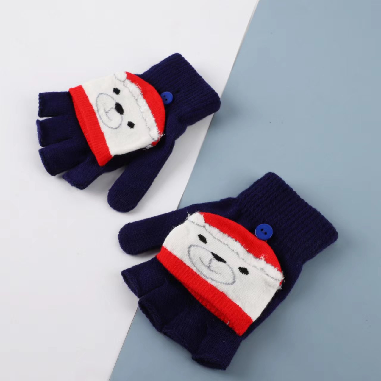 Women's Finger Flip Christmas Thermal Knitting Wool Gloves