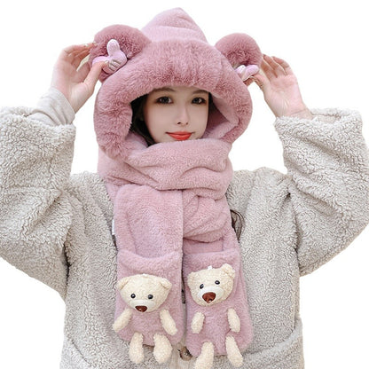 Children's Plush Bonnet Outdoor Windproof Cycling Warm Hat Kids' Headwear