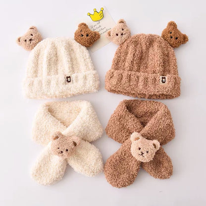 Children's Winter Hat Two-piece Set Plush Warm Boy Kids' Headwear