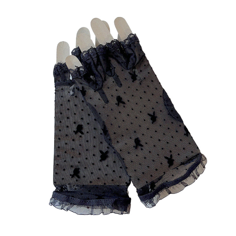 Women's Sun Protection Ice Feeling Breathable Black Gloves