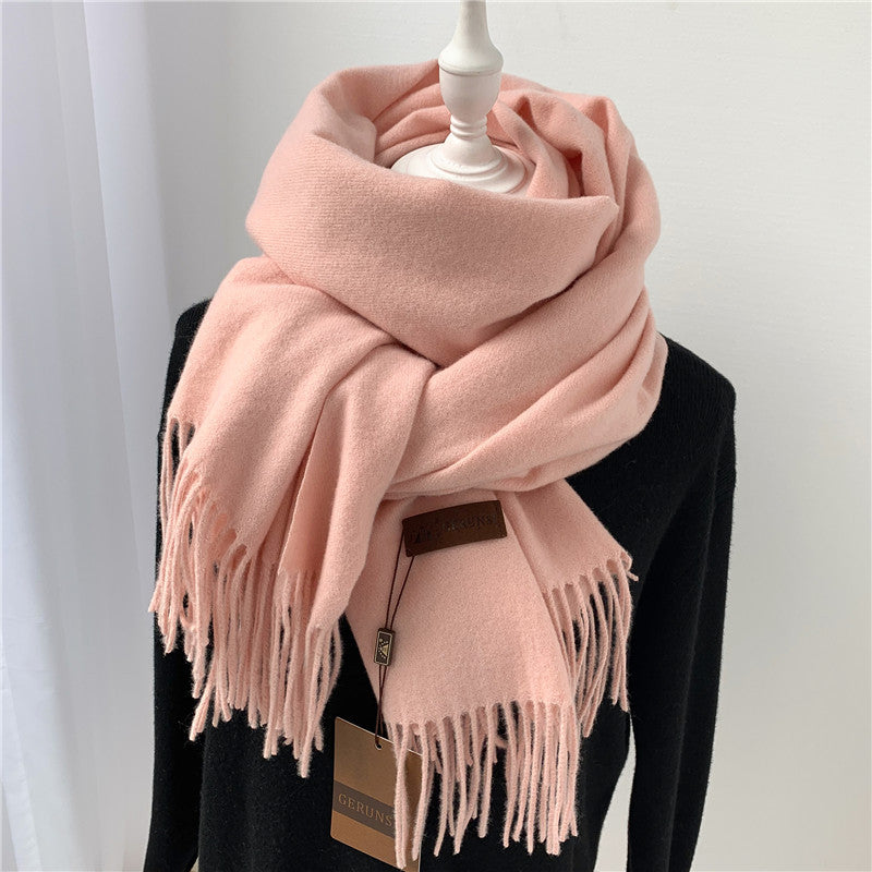 Women's Korean Style Fashion Labeling Solid Color Scarfs