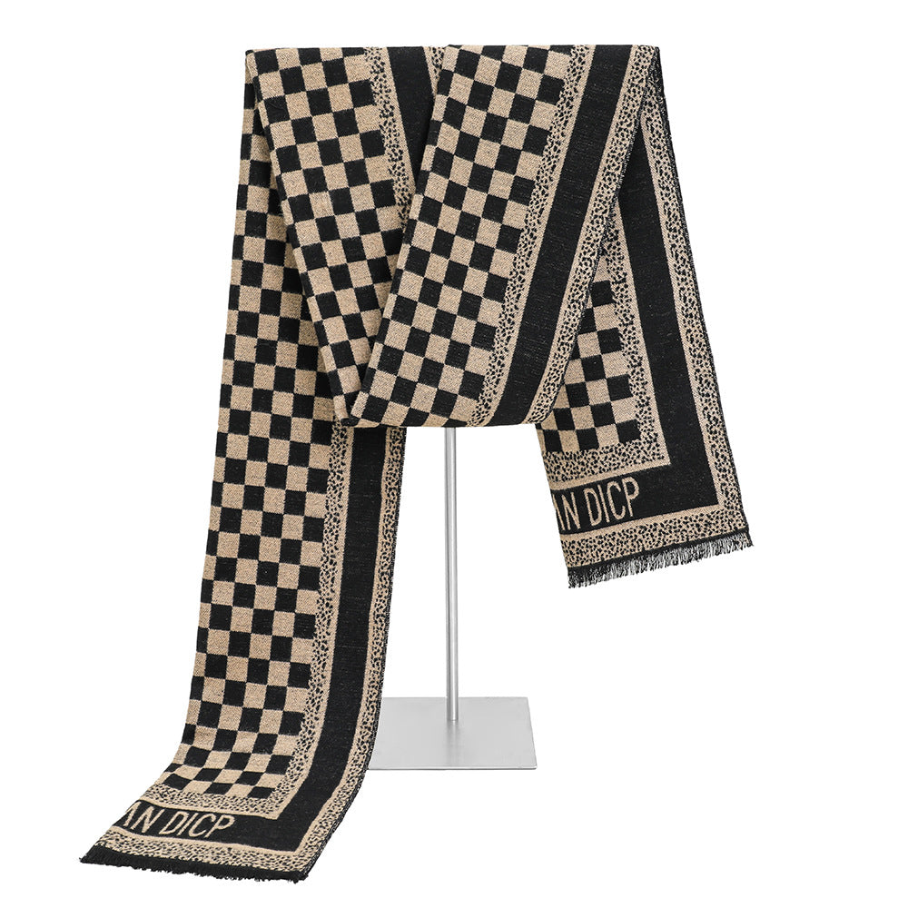 Men's Jacquard Letters Versatile Fashion British Striped Scarfs