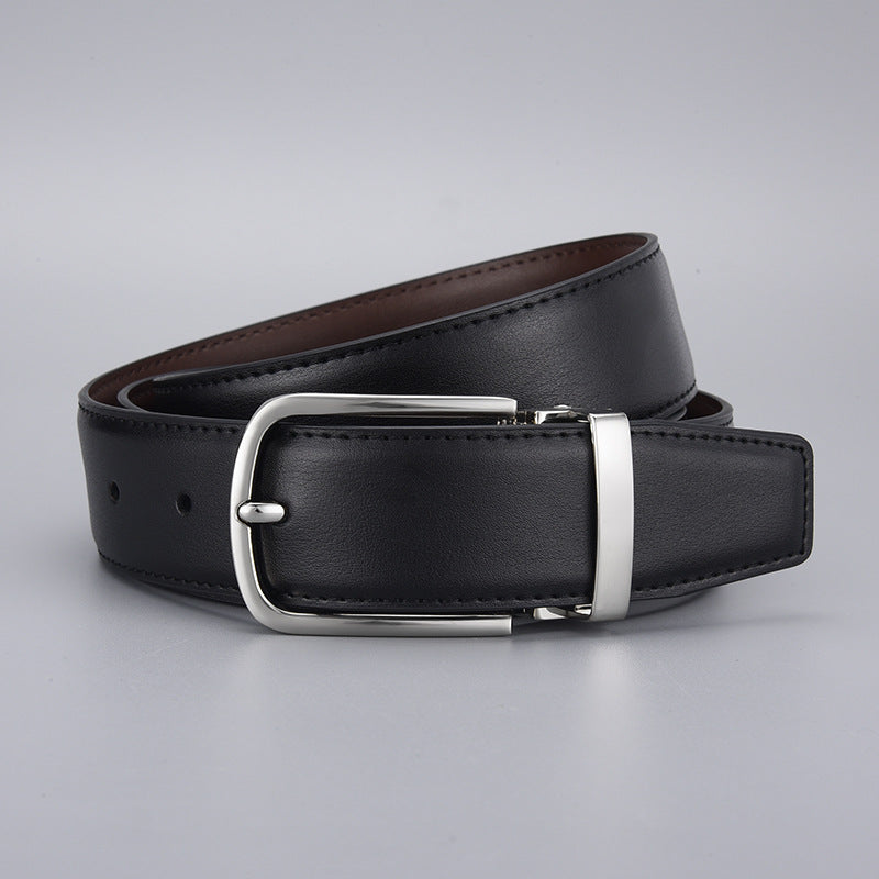 Men's Business Pin Buckle Leather Clipped Button Belts