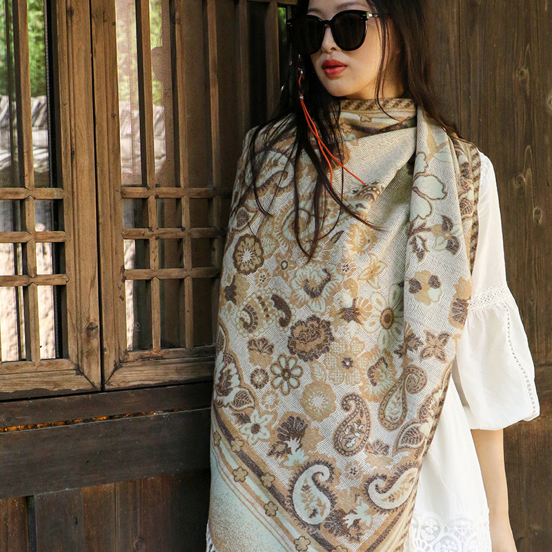 Women's Ethnic Style Cape Shawl Thickened Cashew Pattern Western Scarfs