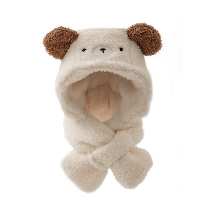 Children's Integrated Boys Thickened Warm Plush Windproof Kids' Headwear