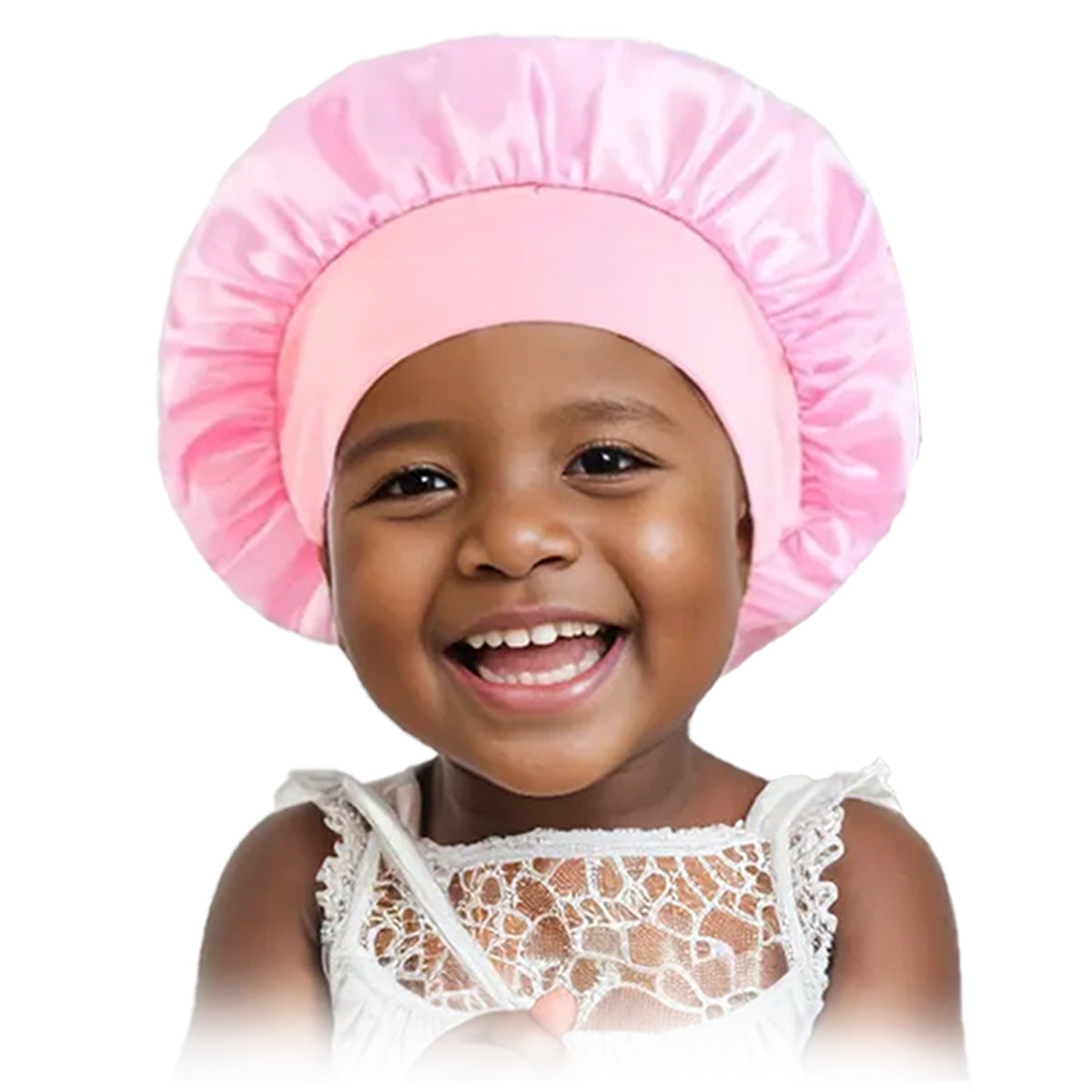 Children's Color Wide-brimmed Stretch Satin Nightcap Fashion Hair Care Kids' Headwear