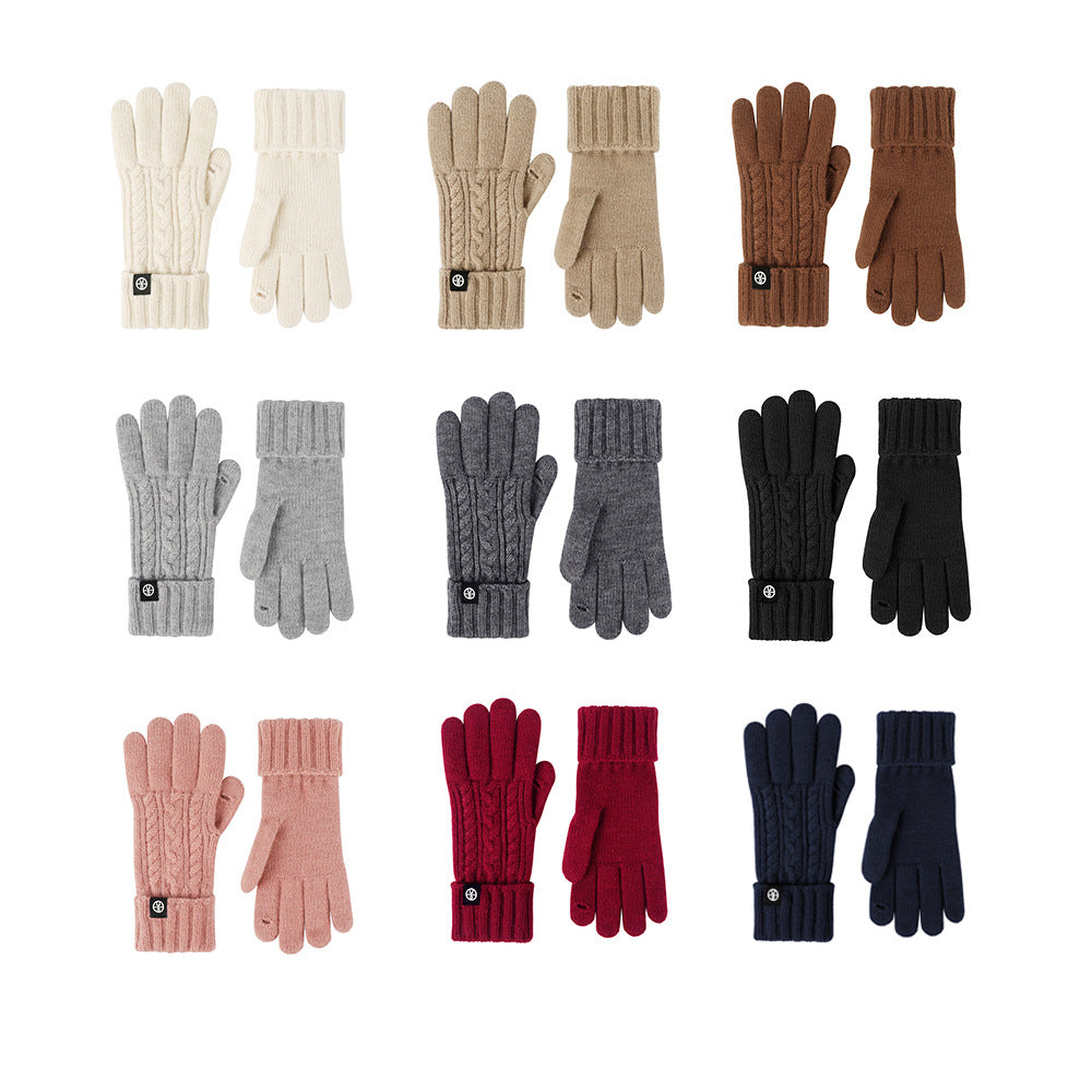 Riding Wool Blended Thicken Lengthen Touch Gloves