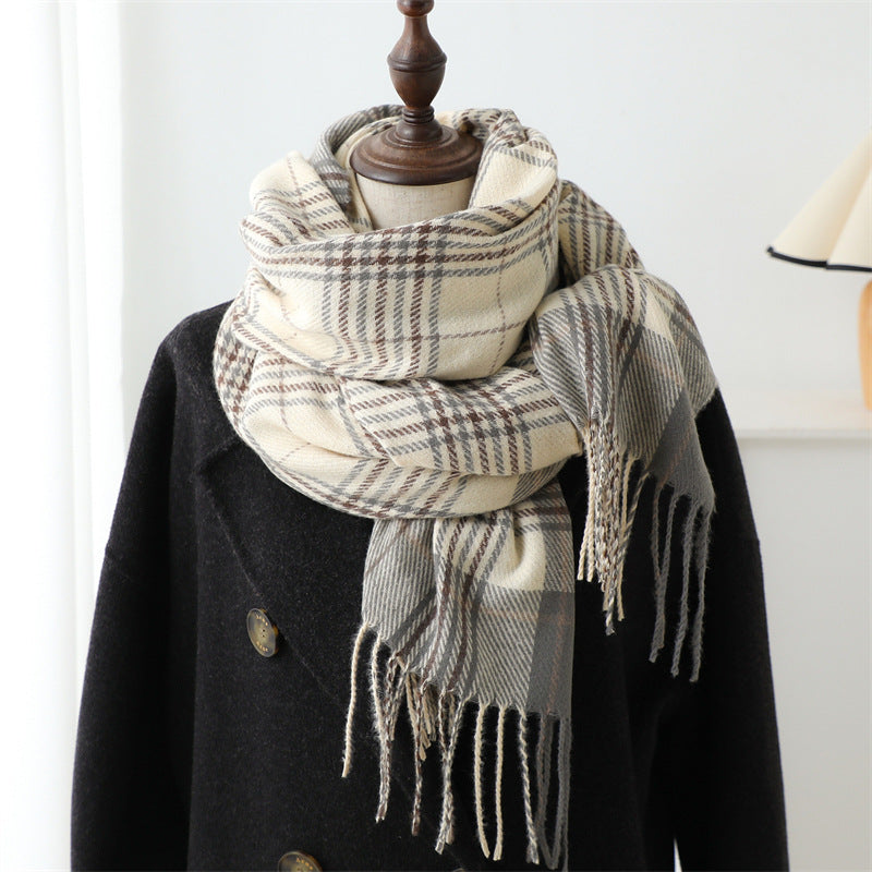 Style Plaid Winter Male Female Thickened Scarfs