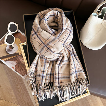 Style Plaid Winter Male Female Thickened Scarfs