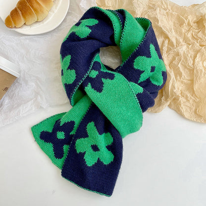 Women's Knitted Double-sided Small Flower Fashion Fresh Scarfs