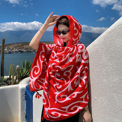 Women's Sunscreen Shawl Yunnan Grassland Travel Wear Silk Seaside Scarfs