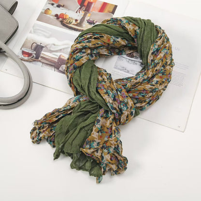 Women's Twist Pleated Simple Korean Floral Shawl Scarfs