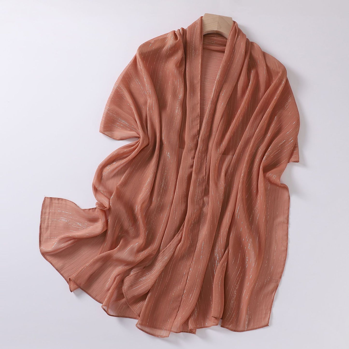 Live Broadcast Chiffon Sier Silk Pleated Long Scarfs