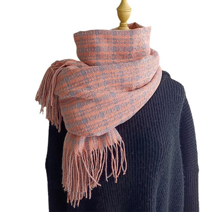 Women's & Men's Korean Style Winter Cashmere Vintage Plaid Scarfs