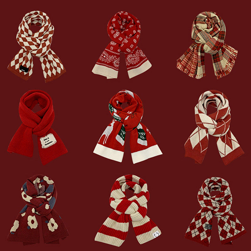 Women's & Men's Winter Warm Christmas Red Advanced Knitted Scarfs