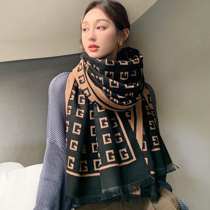 Women's Live Broadcast Artificial Cashmere Warm Mid-length Scarfs