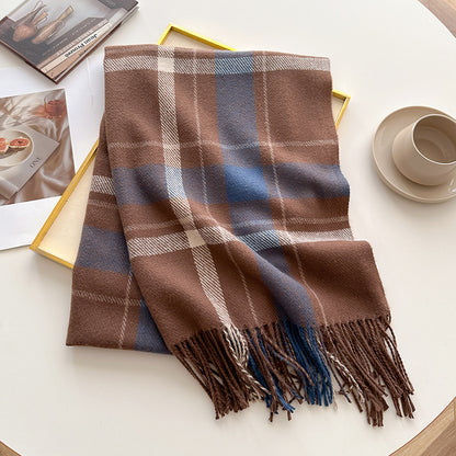 Style Plaid Winter Male Female Thickened Scarfs