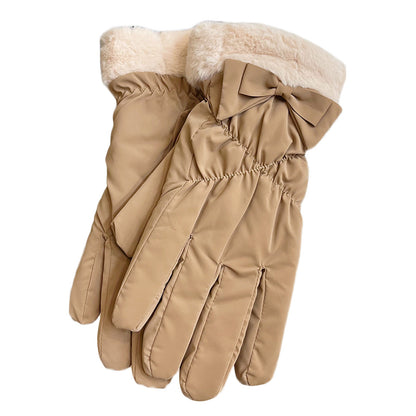 Women's Screen Windproof Warm Cold Protection Fleece Thickened Korean Style Gloves