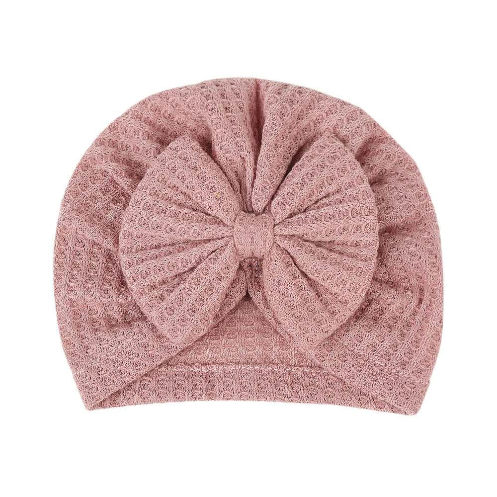 Children's Hat Solid Color Infant Beanie Bow Kids' Headwear