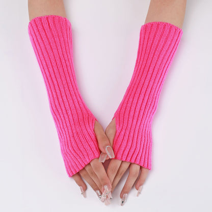 Women's & Men's Striped Wool Oversleeve Mid-length Knitted Warm Gloves