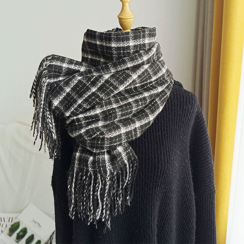 Women's & Men's Korean Style Winter Cashmere Vintage Plaid Scarfs