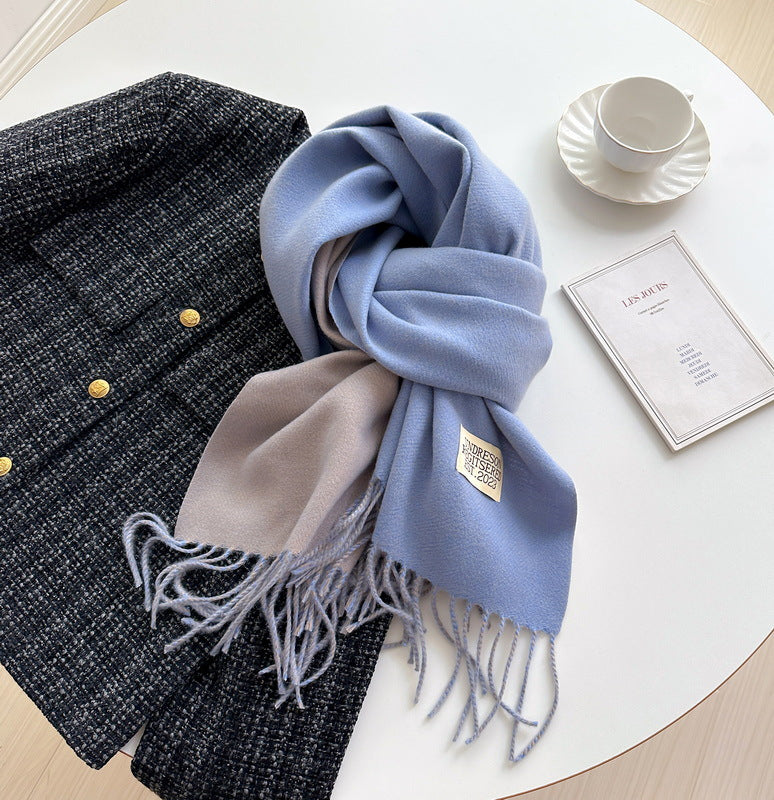 Women's Korean Double-sided Artificial Cashmere Pure Color Warm Scarfs