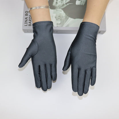 Women's & Men's Etiquette Thin Stretch Dance Driving Black Gloves