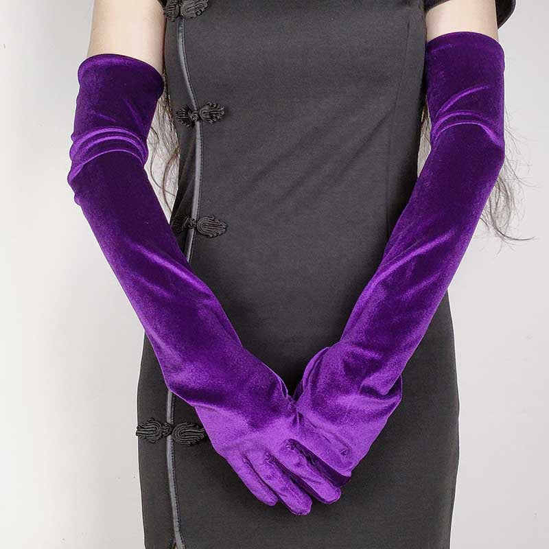 Women's Retro Evening Dress Etiquette Black Veet Gloves