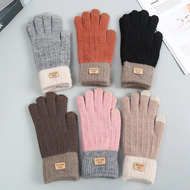 Screen Fashion Finger Outdoor Riding Fleece-lined Gloves