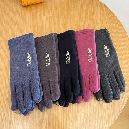 Women's Veet Winter Warm Five-finger Outdoor Riding Touch Gloves