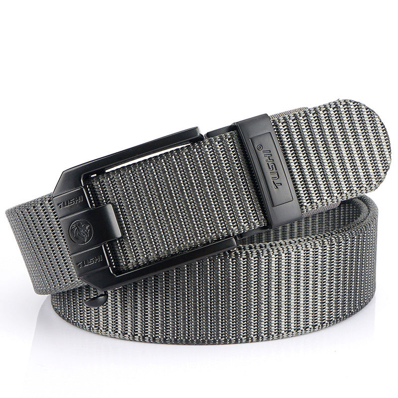 Toothless Automatic Buckle Woven Thick Nylon Canvas Belts