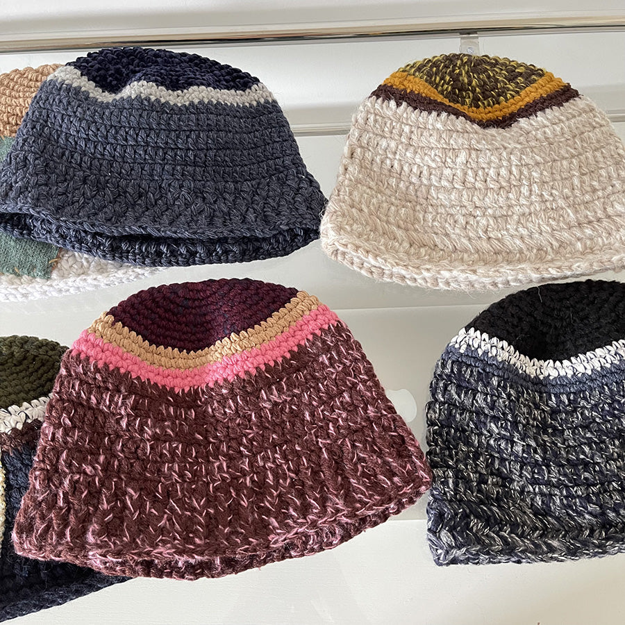 Woolen Yarn Bucket Hat Female Minority Hats & Caps