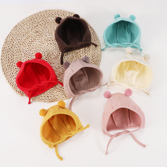 Children's Autumn Hat Ball Earmuffs Born Cotton Kids' Headwear