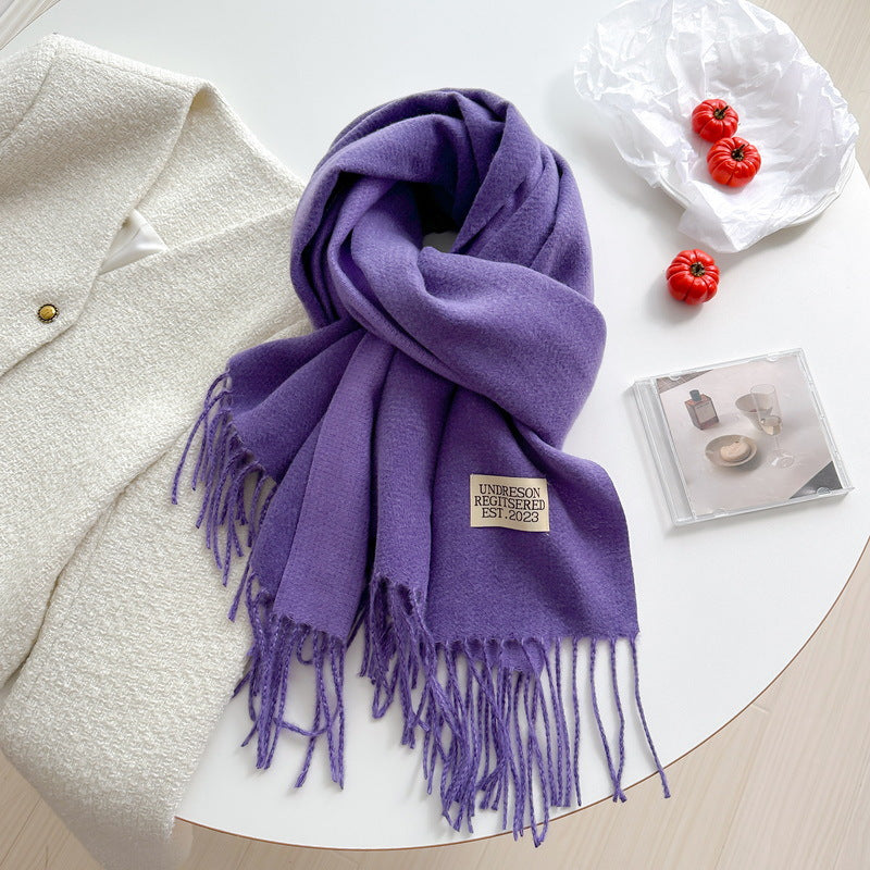 Women's Korean Double-sided Artificial Cashmere Pure Color Warm Scarfs