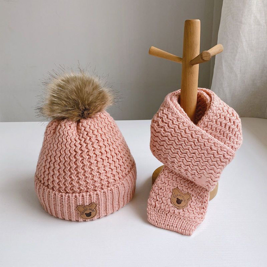 Children's Hat Suit Boys Winter Thermal Pure Kids' Headwear