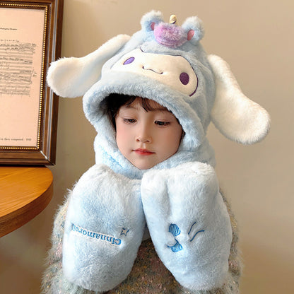 Children's Unicorn Hat Three-in-one Winter Warm Scarfs Kids' Headwear