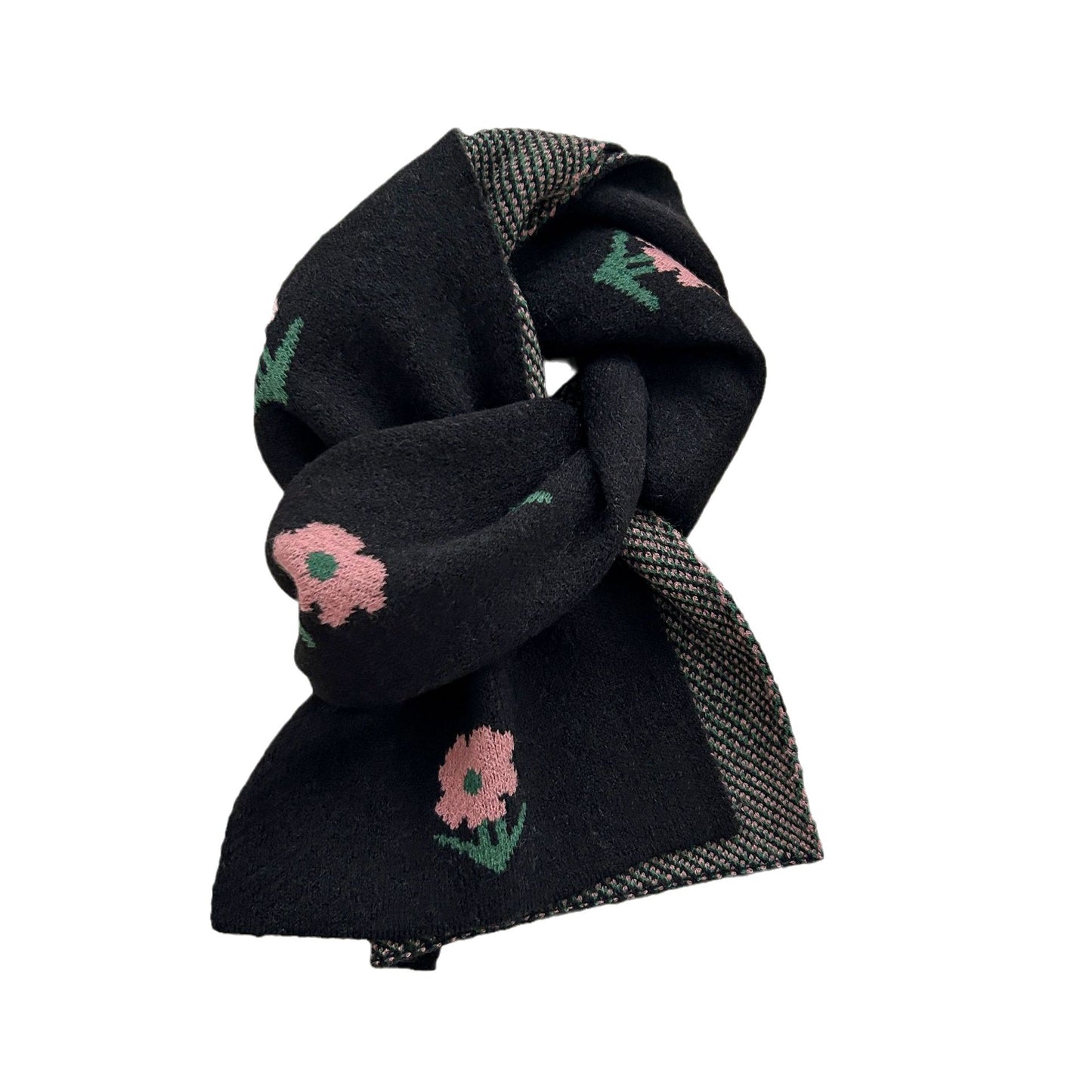 Flower Female Winter Versatile High-grade Style College Scarfs