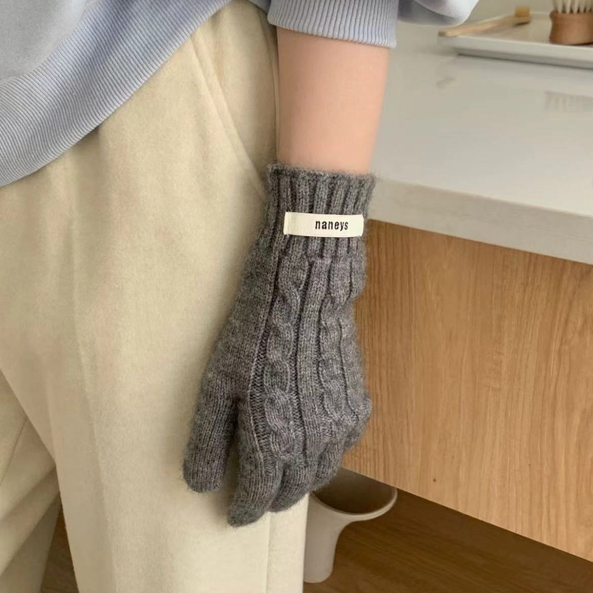 Color Open Finger Touch Screen Warm Gloves