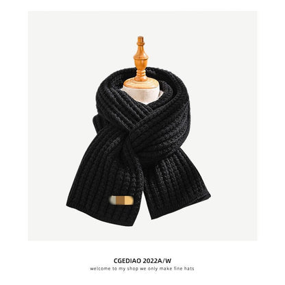 Glutinous Versatile Korean Style Knitted Wool Solid Color Scarfs