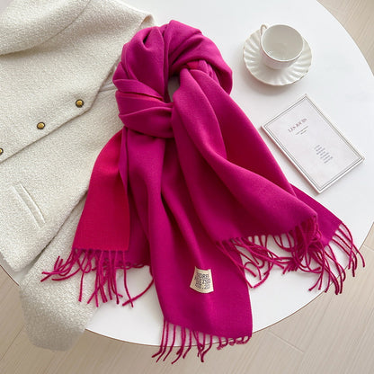 Women's Korean Double-sided Artificial Cashmere Pure Color Warm Scarfs