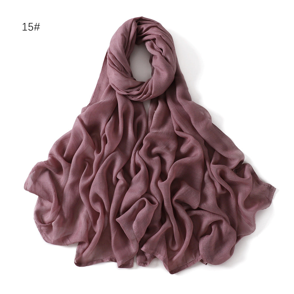 Wide Brim Thin Modal Monochrome Rayon Breathable Shawl Cotton Scarfs