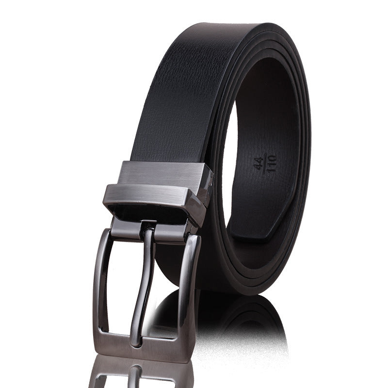 Men's Leather Rotating Pin Buckle Cowhide Business Belts