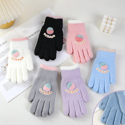 Women's Winter Touch Screen Warm Cute Five-finger Gloves