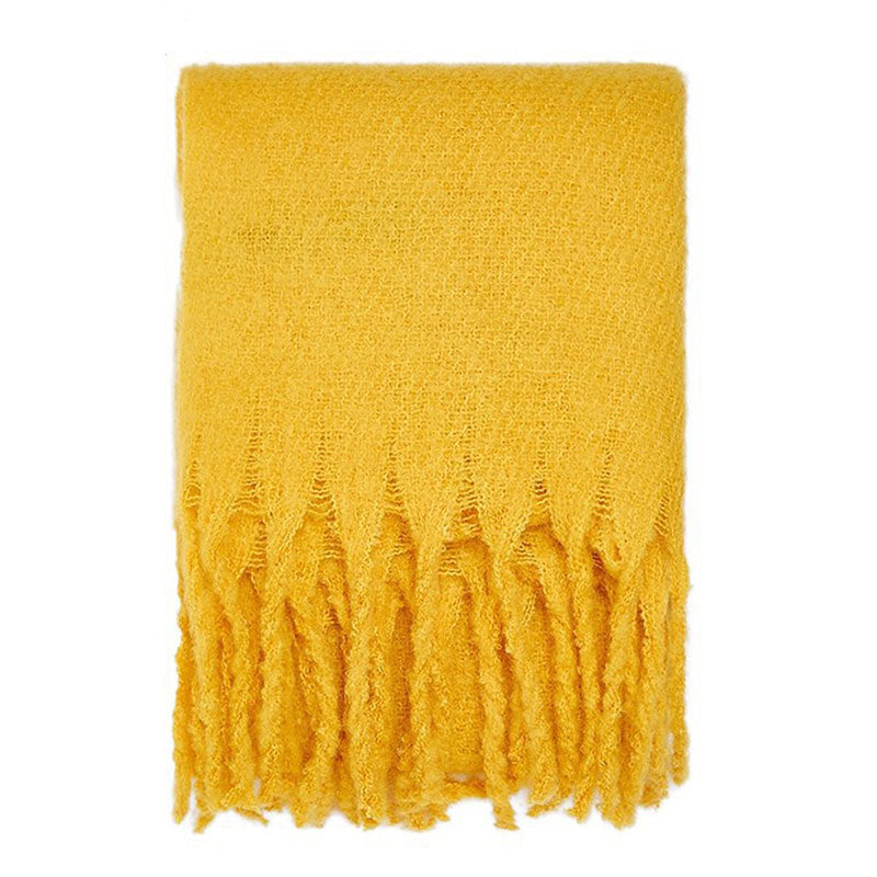 Women's Thick Warm Mohair Shawl Cashmere Silk Scarfs