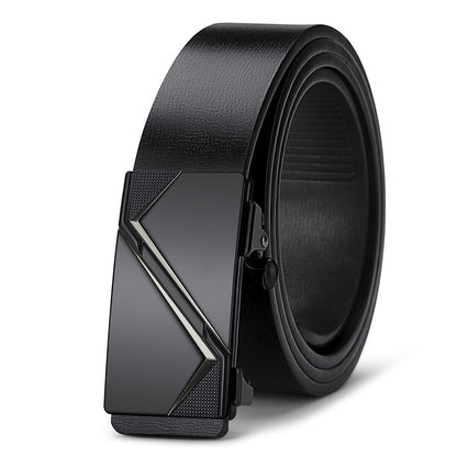 Men's Automatic Buckle Leather Casual Business Cowhide Medium Belts