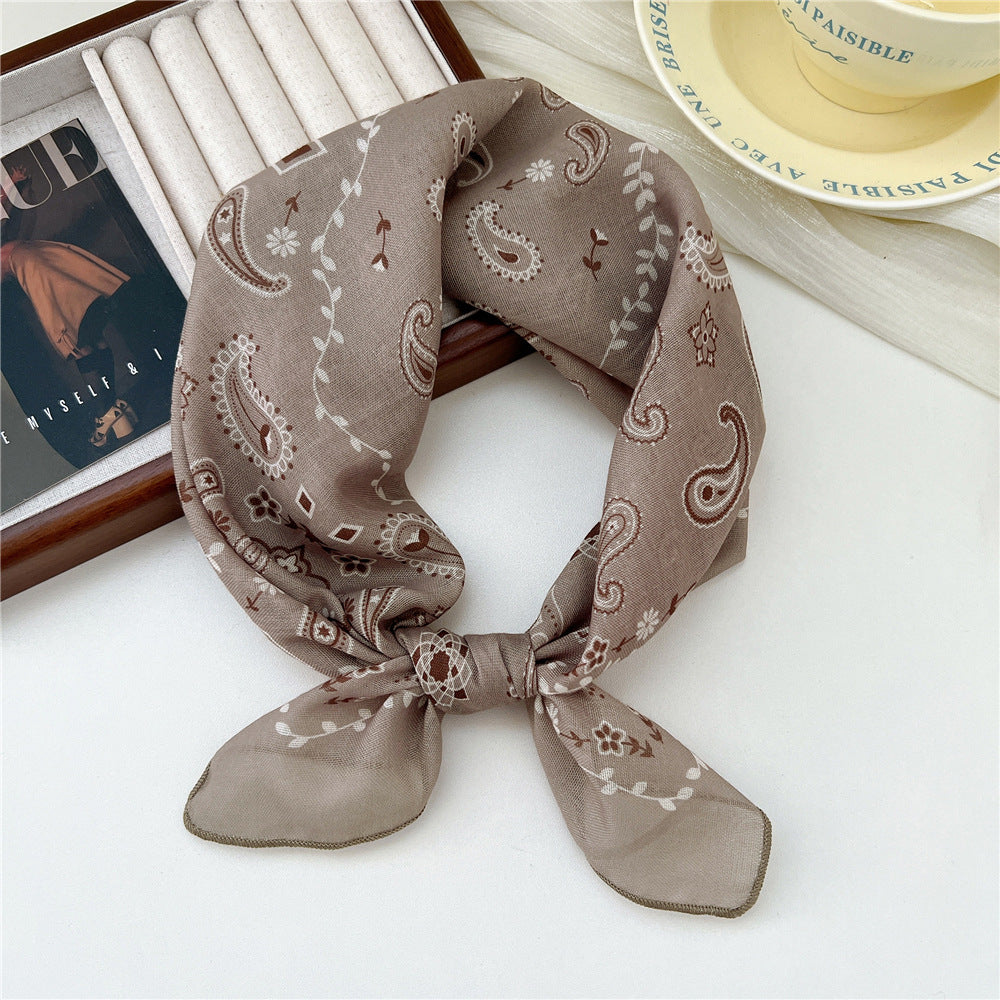 Small Square Towel Silk Female Autumn Summer Bandana Headband Scarfs