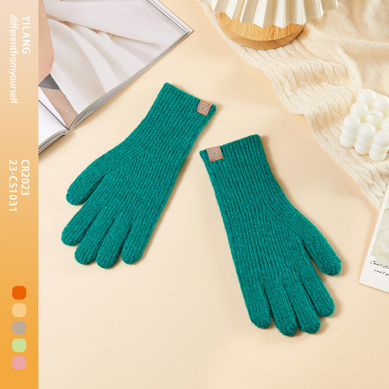 Women's & Men's Wool Knitted Winter Cycling Solid Color Gloves