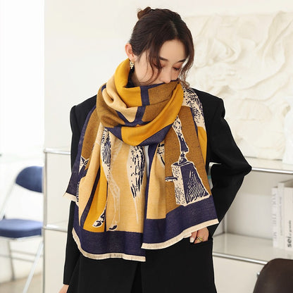 Women's Cashmere Mid-length Air Conditioning Shawl Retro Scarfs