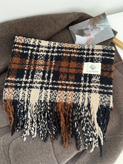 Women's Korean Plaid Thickened Warm Female Fashion Scarfs