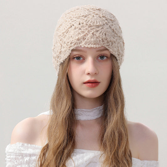 Women's Knitted Woolen Double Layer Thermal Windproof Hats & Caps